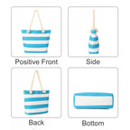 Large Canvas Striped Beach Tote Bag