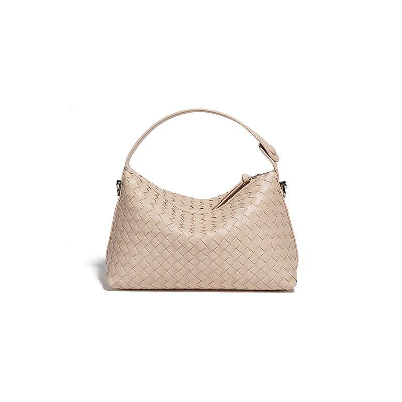 Niche Diamond Cowhide Shoulder Crossbody Woven Bag