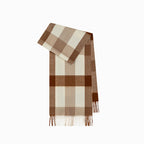 Classic Plaid Cashmere Scarf - Ash pink grid