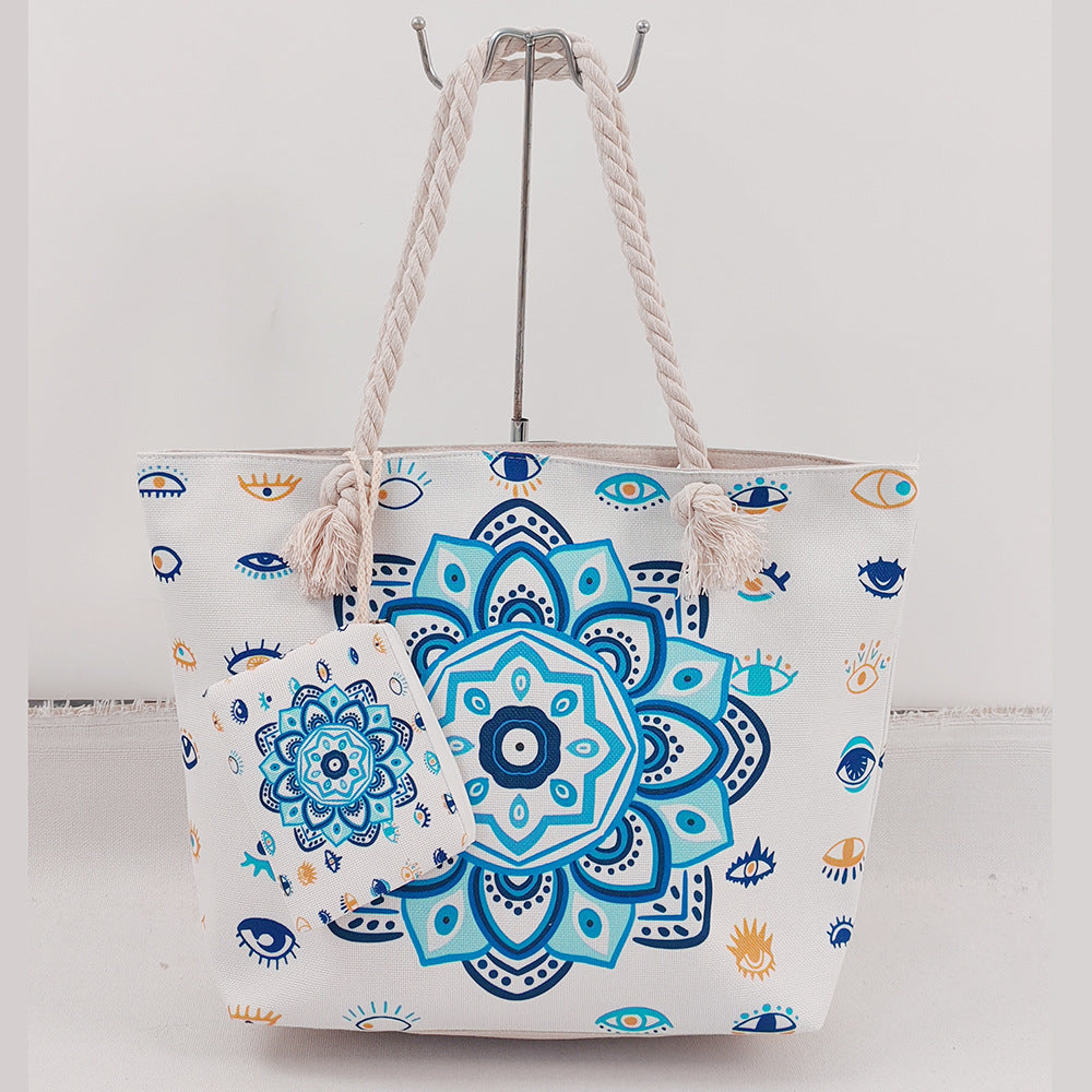 Boho Evil Eye Canvas Tote Bag
