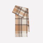 Classic Plaid Cashmere Scarf - Ash pink grid