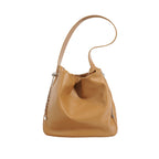 Cowhide Chic Wrinkled Underarm Bucket Tote Bag