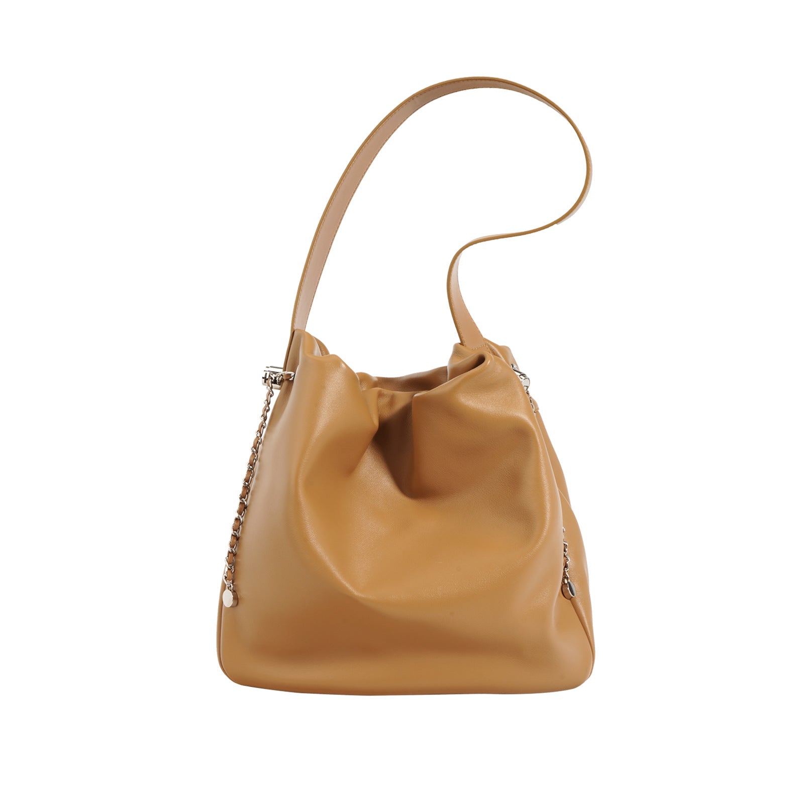 Cowhide Chic Wrinkled Underarm Bucket Tote Bag