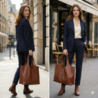 Minimalist Genuine Leather Tote Bag-Green