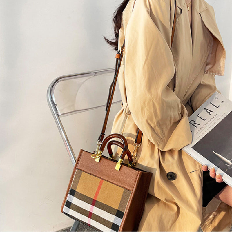 Checkered Patchwork Square Handbag