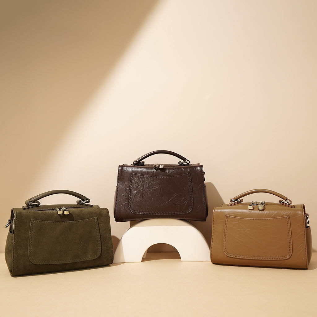 Genuine Leather Box Bag – Simple Niche Shoulder Crossbody