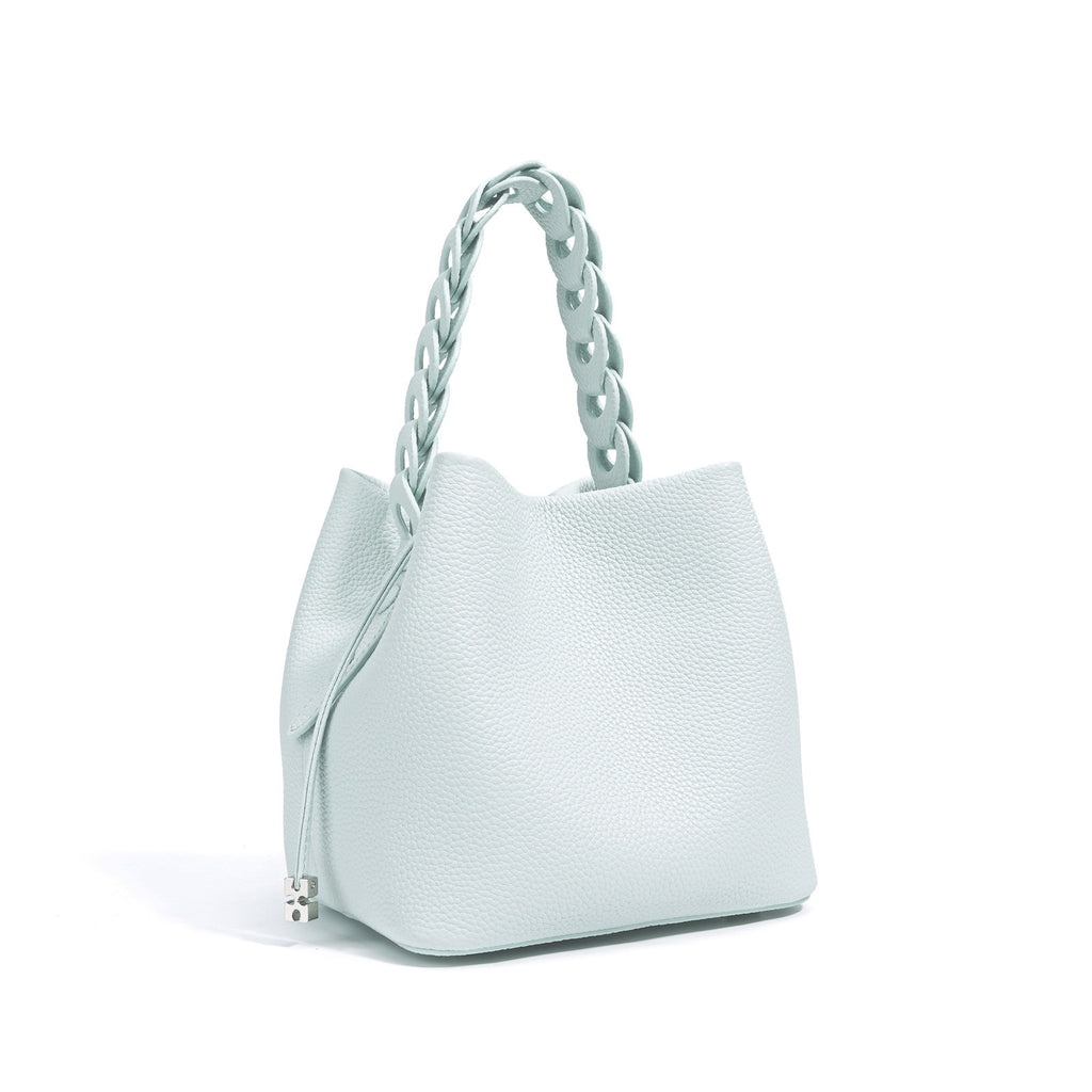 Textured Cowhide Shoulder Crossbody Bucket Bag