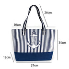 Large Nautical Canvas Beach Tote Bag