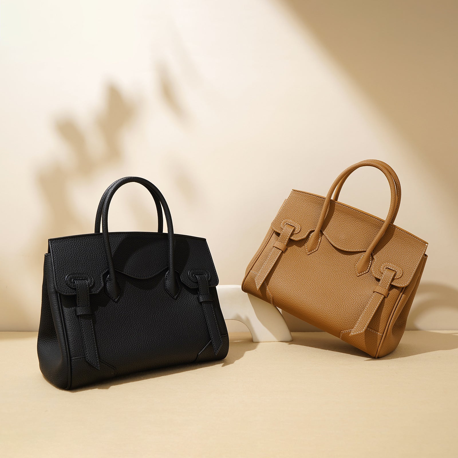 Textured Lychee-Pattern Large-Capacity Kelly Handbag