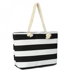 Large Canvas Striped Beach Tote Bag