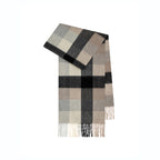 Classic Plaid Cashmere Scarf - Ash pink grid