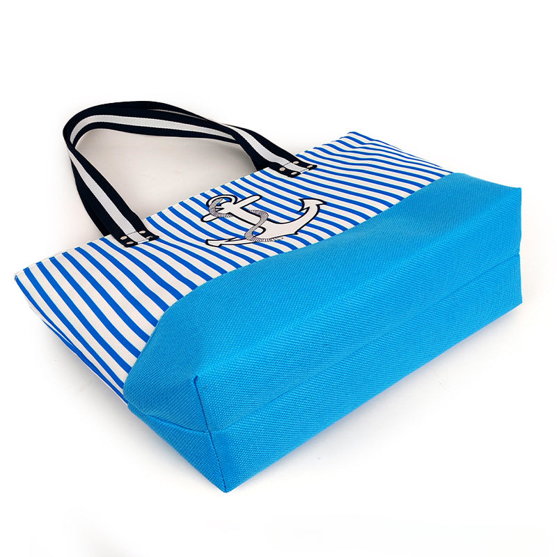 Large Nautical Canvas Beach Tote Bag