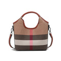 Classic Checkered Canvas & Leather Bucket Bag