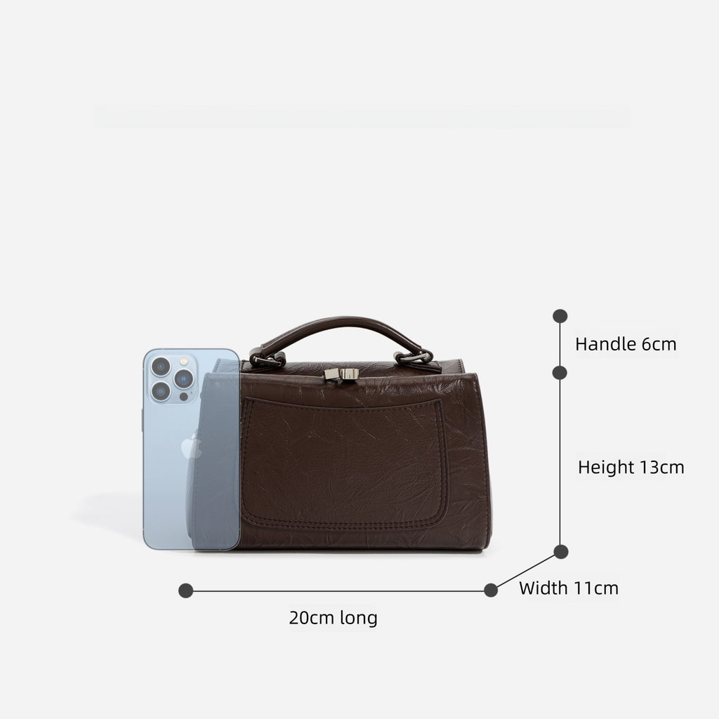Genuine Leather Box Bag – Simple Niche Shoulder Crossbody