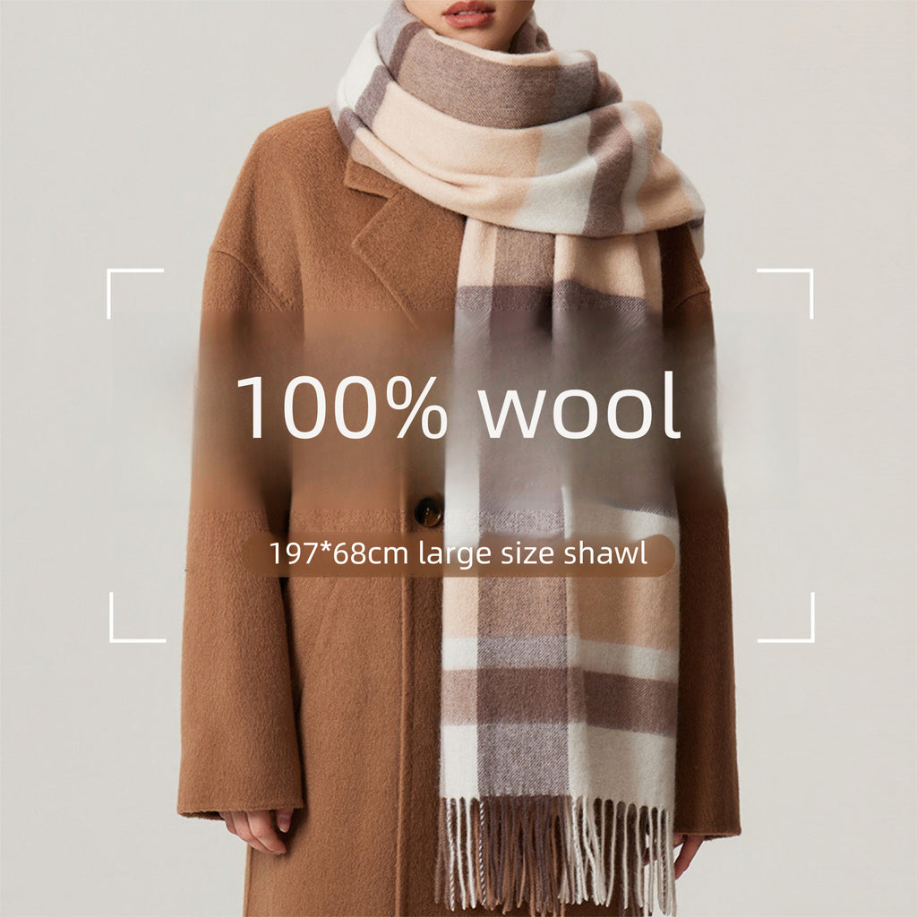 Wool Plaid Winter Shawl Scarf