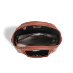 Classic Checkered Canvas & Leather Bucket Bag