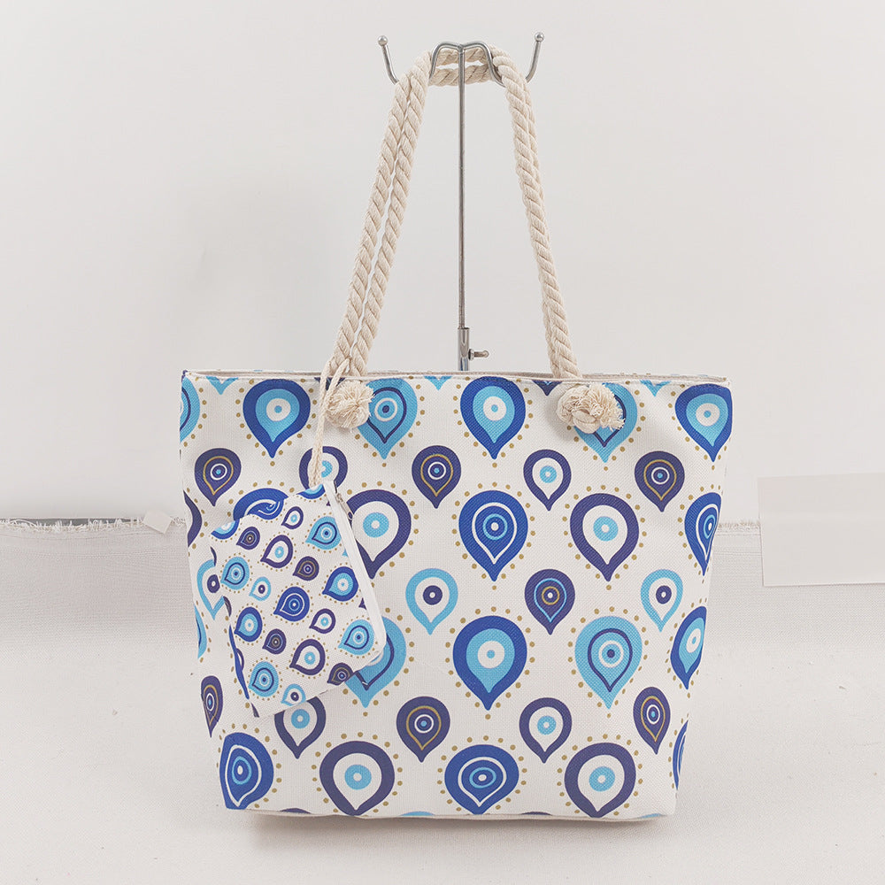 Boho Evil Eye Canvas Tote Bag