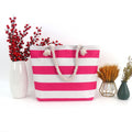 Large Canvas Striped Beach Tote Bag