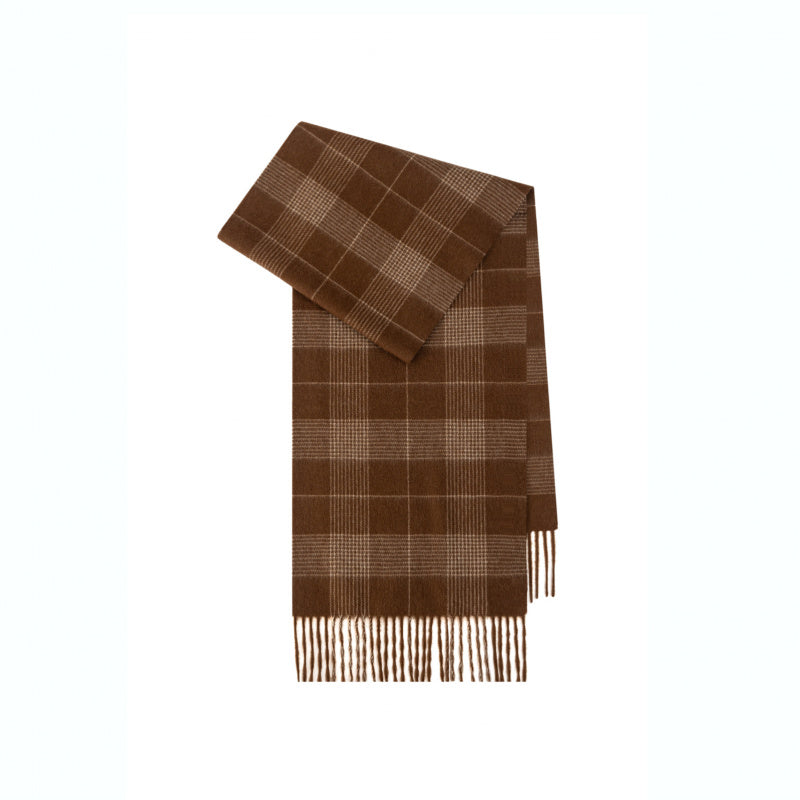 Classic Plaid Cashmere Scarf - Ash pink grid