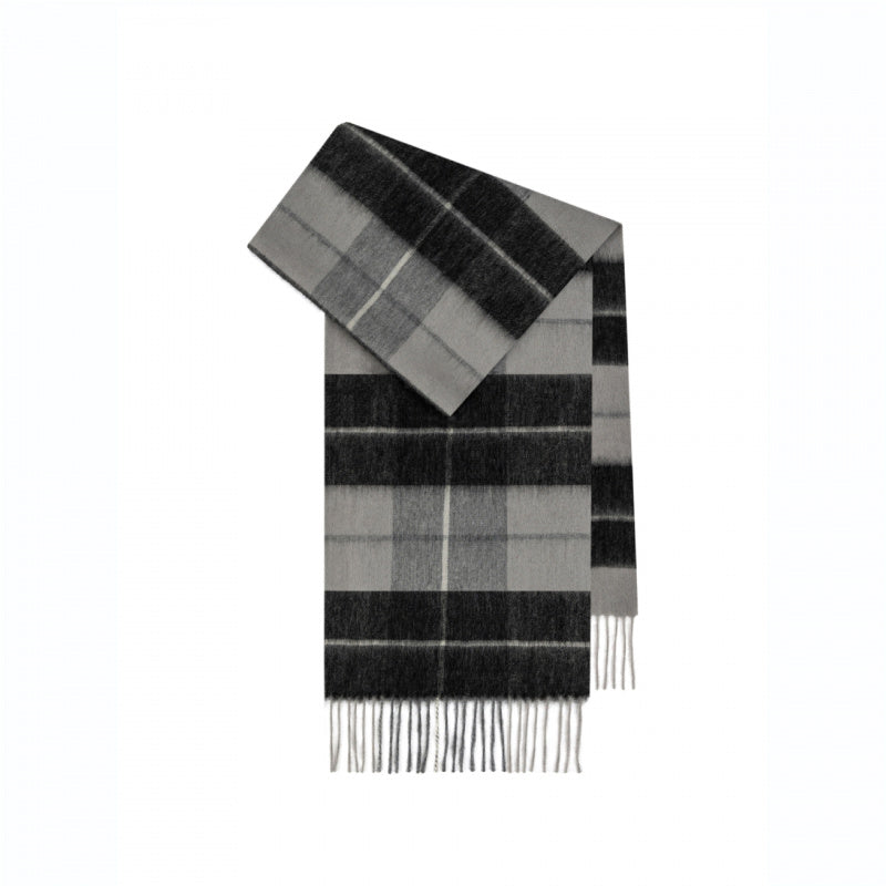 Classic Plaid Cashmere Scarf - Ash pink grid