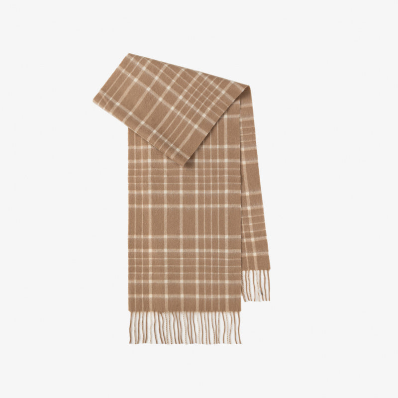 Classic Plaid Cashmere Scarf - Ash pink grid