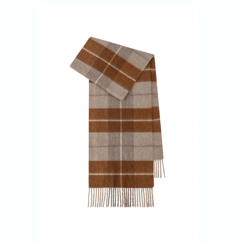 Classic Plaid Cashmere Scarf - Ash pink grid