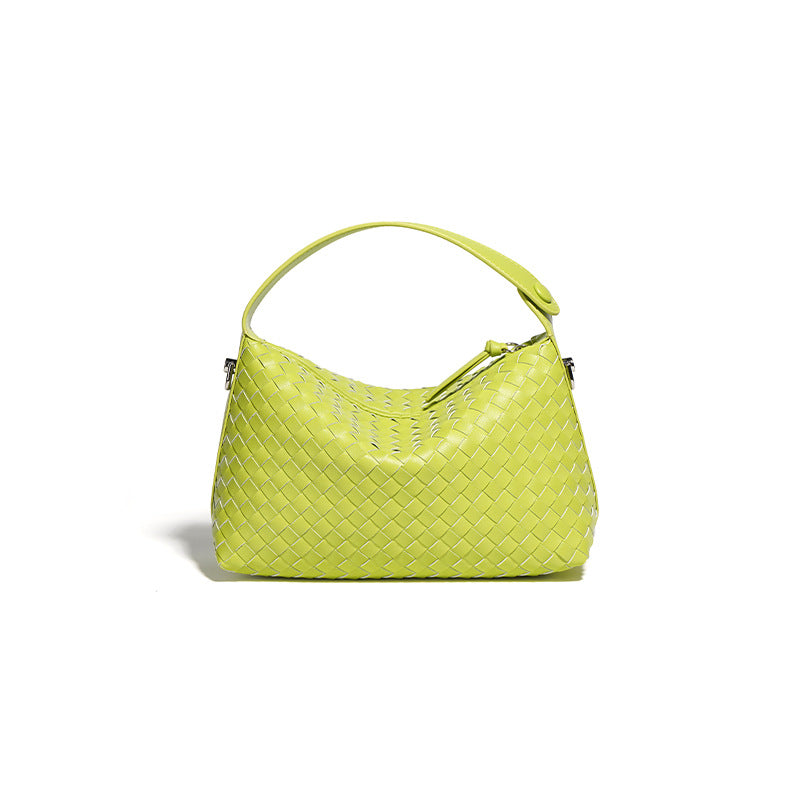 Niche Diamond Cowhide Shoulder Crossbody Woven Bag