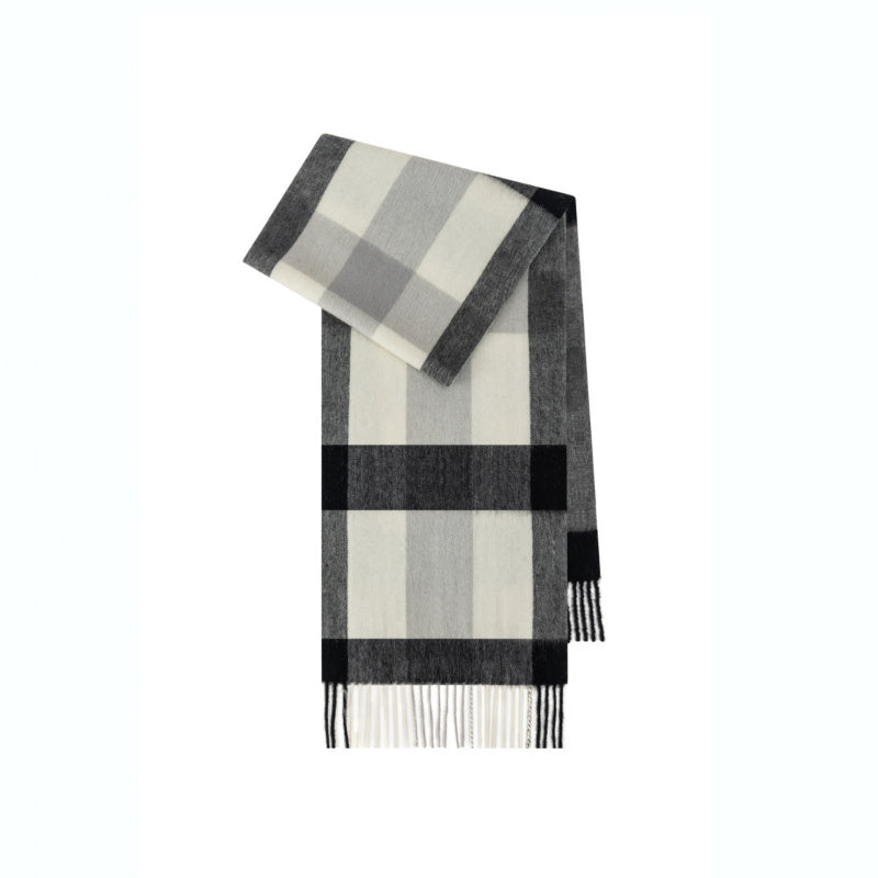 Classic Plaid Cashmere Scarf - Ash pink grid