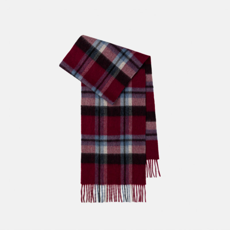 Classic Plaid Cashmere Scarf - Ash pink grid