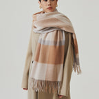 Wool Plaid Winter Shawl Scarf