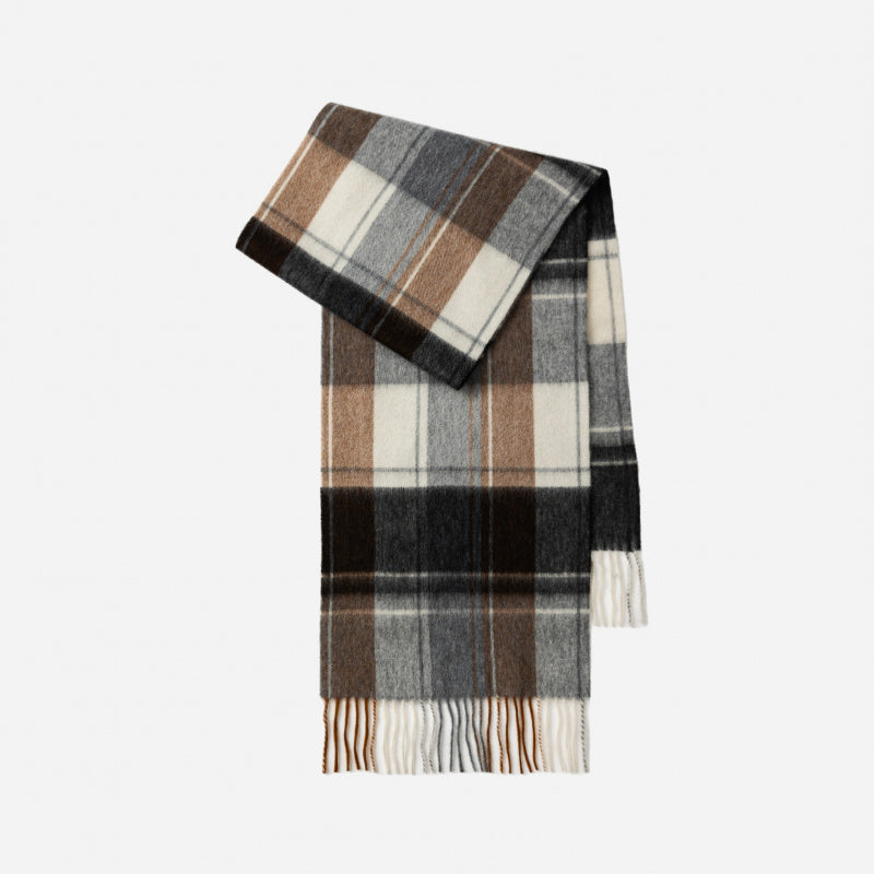 Classic Plaid Cashmere Scarf - Ash pink grid