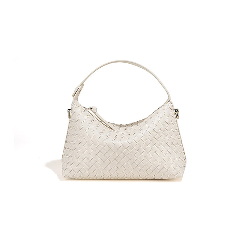 Niche Diamond Cowhide Shoulder Crossbody Woven Bag