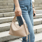 Niche Diamond Cowhide Shoulder Crossbody Woven Bag