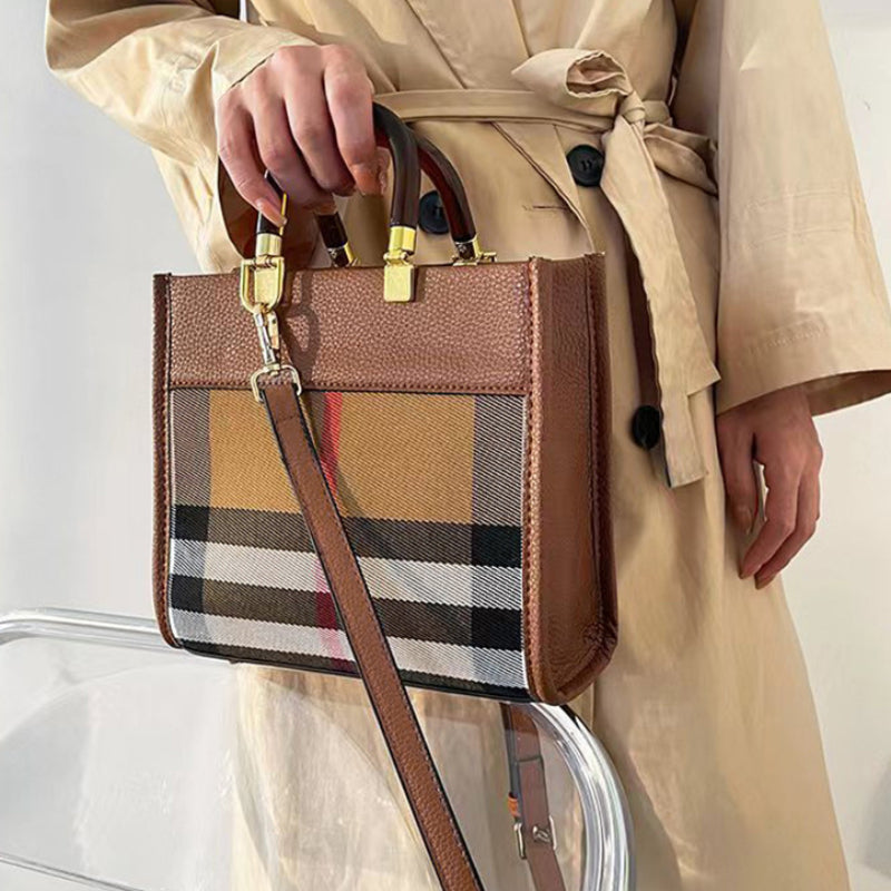 Checkered Patchwork Square Handbag