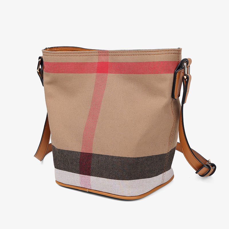 Plaid Crossbody Shoulder Bucket Bag