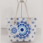 Boho Evil Eye Canvas Tote Bag