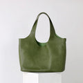 Minimalist Genuine Leather Tote Bag-Green