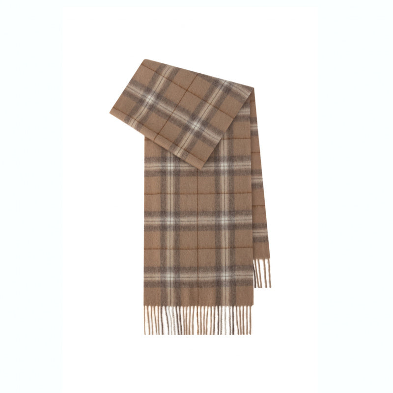 Classic Plaid Cashmere Scarf - Ash pink grid