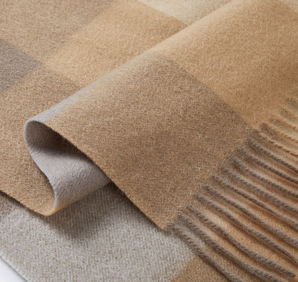 Classic Plaid Cashmere Scarf - Ash pink grid