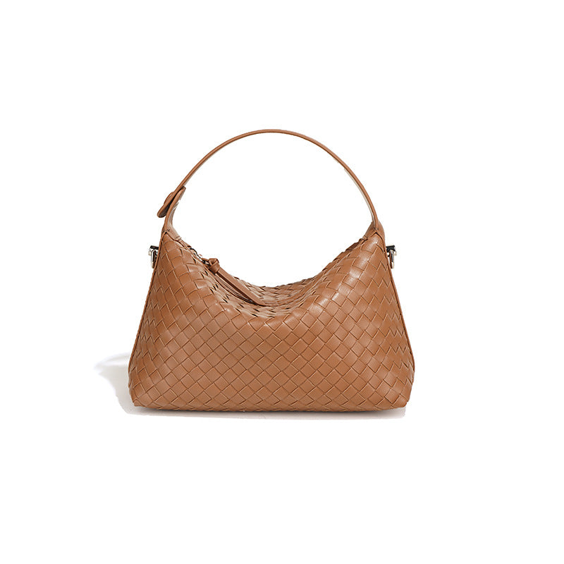 Niche Diamond Cowhide Shoulder Crossbody Woven Bag