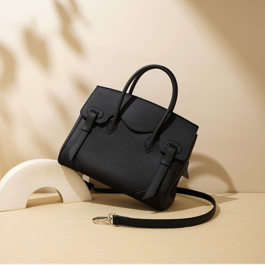 Textured Lychee-Pattern Large-Capacity Kelly Handbag