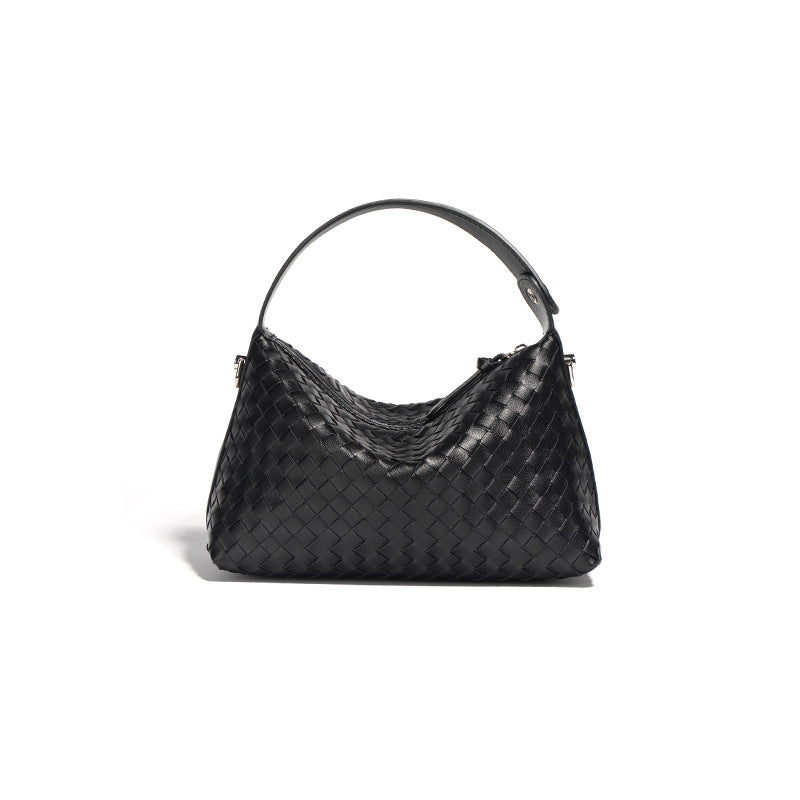 Niche Diamond Cowhide Shoulder Crossbody Woven Bag
