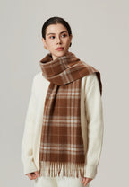 Classic Plaid Cashmere Scarf - Ash pink grid
