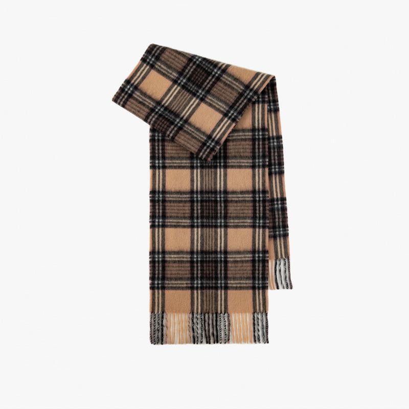 Classic Plaid Cashmere Scarf - Ash pink grid
