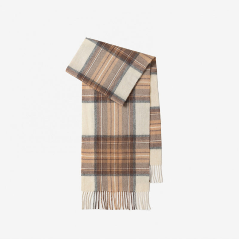 Classic Plaid Cashmere Scarf - Ash pink grid