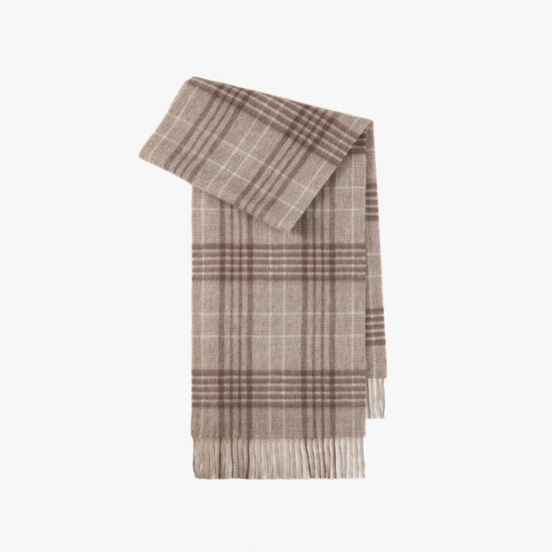 Classic Plaid Cashmere Scarf - Ash pink grid
