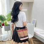 Plaid Crossbody Shoulder Bucket Bag