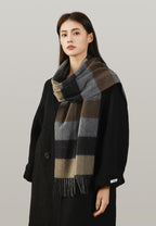 Classic Plaid Cashmere Scarf - Ash pink grid