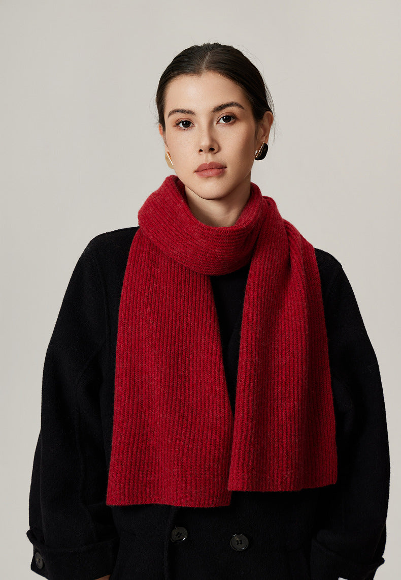 Versatile Knitted Warm Scarf - Red
