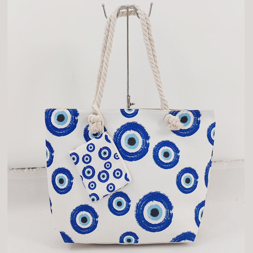 Boho Evil Eye Canvas Tote Bag